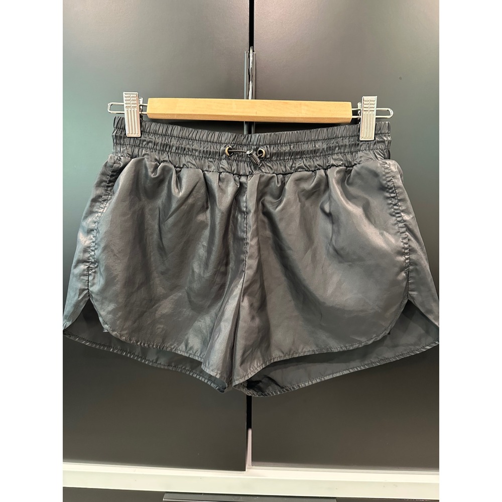 Koral by Ilana Kugel Metallic Black Activewear Shorts Elastic Toggle Waist Small
